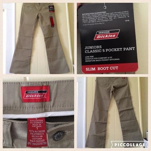 #20-NWT Dickies khaki pants size 7 - Picture 3 of 3